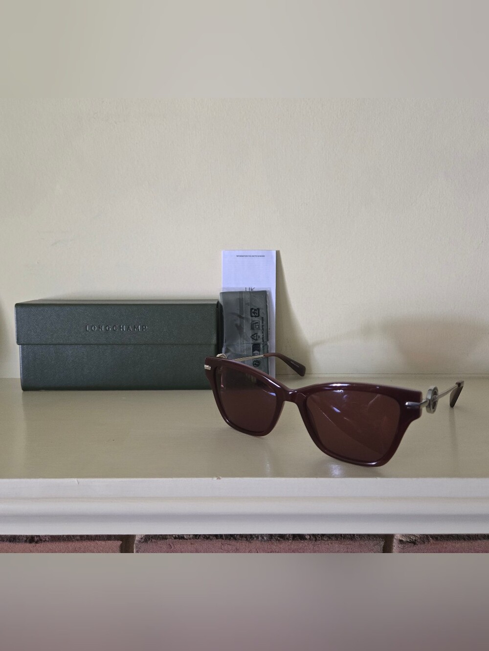 Longchamp LO737S 201 52-17-140 Dark Brown Cat-Eye Sunglasses with Silver Accents